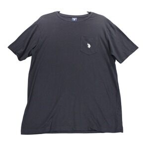 US Polo Assn Mens Medium Black Short Sleeve T-Shirt Embroidered Logo Cotton‎